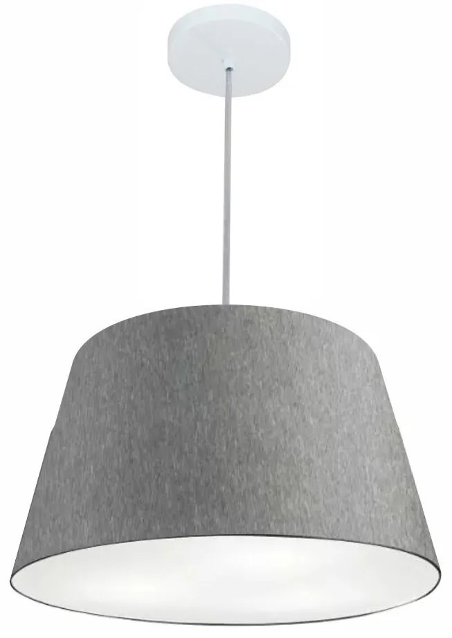 Lustre Pendente Cone Md-4021 Cúpula em Tecido 21/40x30cm Rustico Cinza - Bivolt