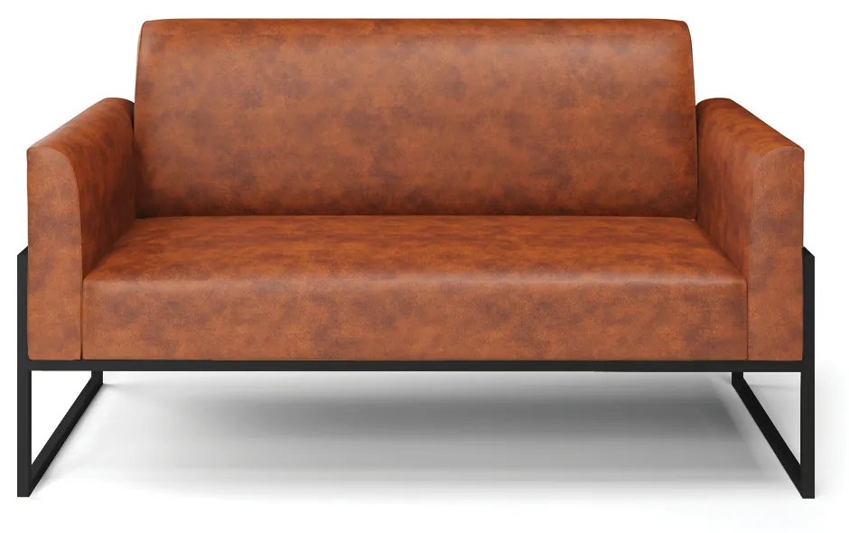 Sofá 2 Lugares Namoradeira Marisa Industrial Alta Preto Sintético Pu D03 - D'Rossi - Nozes