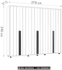 Guarda Roupa Casal 278cm Com 6 Portas Zac Off/Cinamomo Z10 - Mpozenat