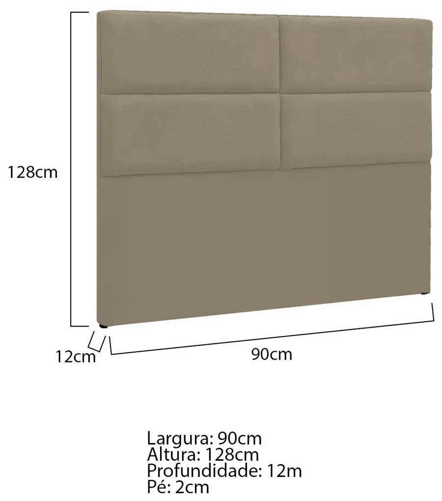 Cabeceira Solteiro Berlim P04 90 cm Suede - ADJ Decor