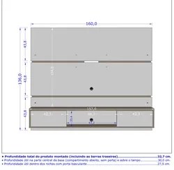 Painel Bancada Suspensa Para TV Até 65 Pol. 2 Portas Âmbar Cinamomo/Of