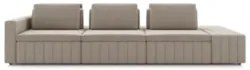 Sofá Ilha e Puff Sala Living 365cm Siesta Z32 Veludo Bege  - Mpozenato