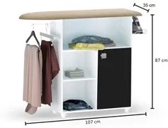Tábua de Passar Roupa Mariana Branco/Preto - AJL Móveis
