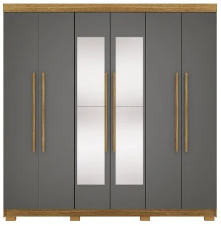 Guarda Roupa Com Espelho Elegance 6 Portas Nature/Alasca - Vila Rica Móveis