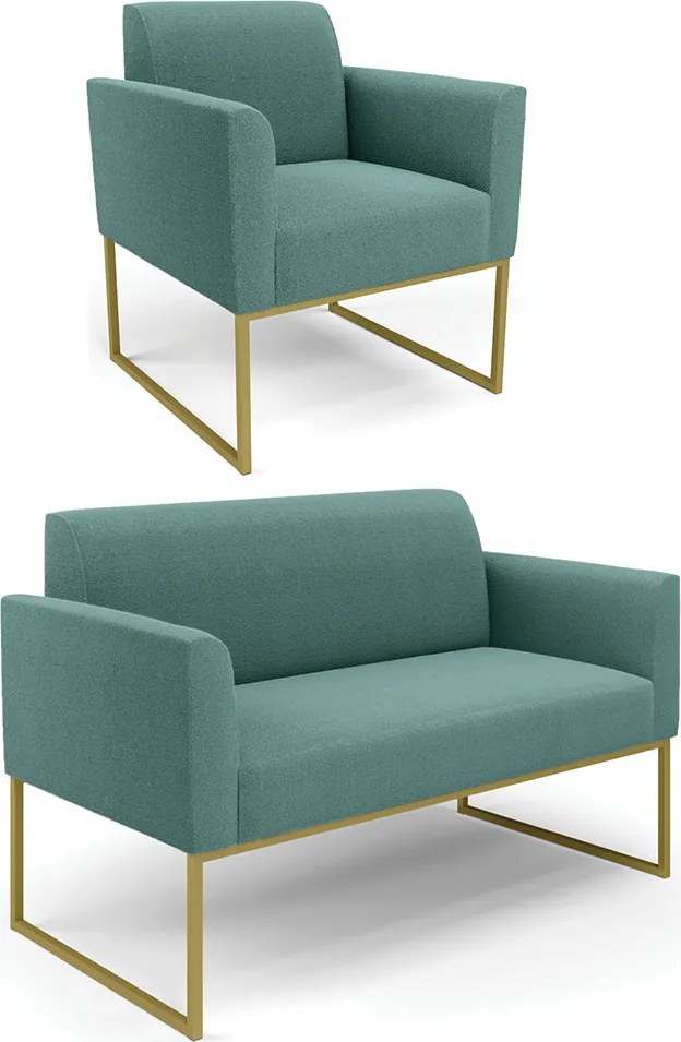 Namoradeira e Poltrona Industrial Alta Dourado Marisa Bouclê D03 - D'Rossi - Menta