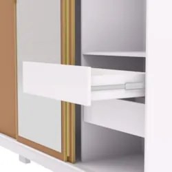 Guarda Roupa Casal 200cm Com Espelho Porto Flex Branco/Camarim - Vila