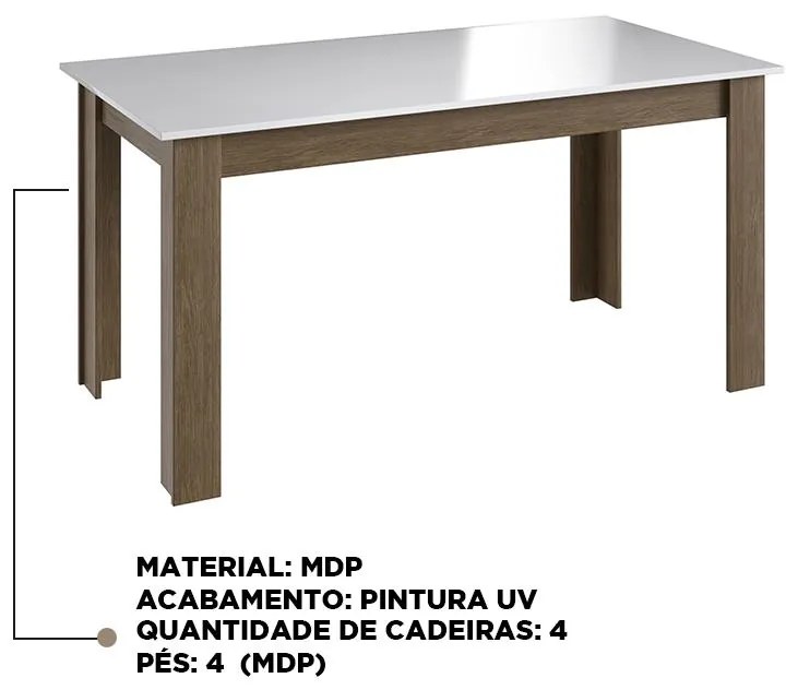 Mesa Fixa Jantar Cozinha Multiuso 140x78cm - Ameixa/branco