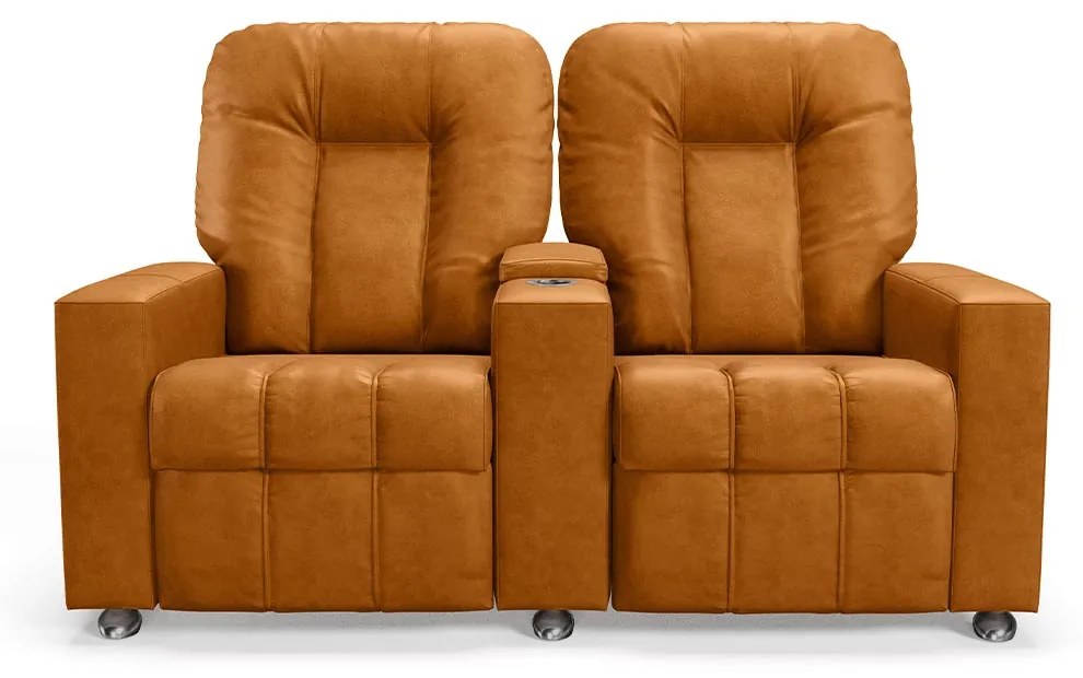 Poltrona do Papai Reclinável 2 Lugares Sala de Cinema Pequim Manual PU Whisky G23 - Gran Belo