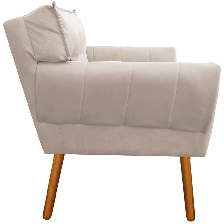 Kit 2 Poltronas Anitta Suede Pés Palito Castanho D03 - D'Rossi - Bege
