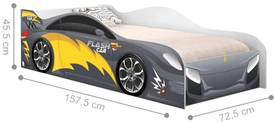 Mini Cama Infantil 157,5x72,5cm com Proteção Lateral Personagens K02 - D'Rossi - CARRO CHUMBO