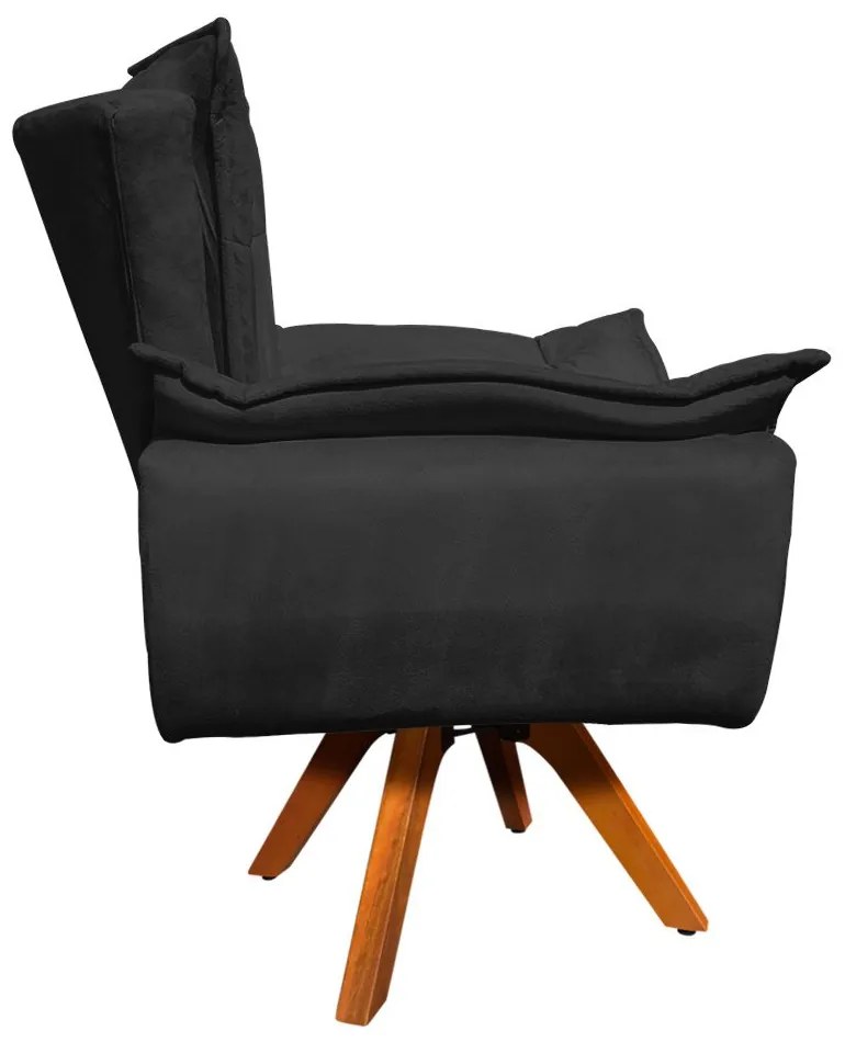 Poltrona Sala de Estar Giratória MM30 Kit 2 Opala Suede Preto