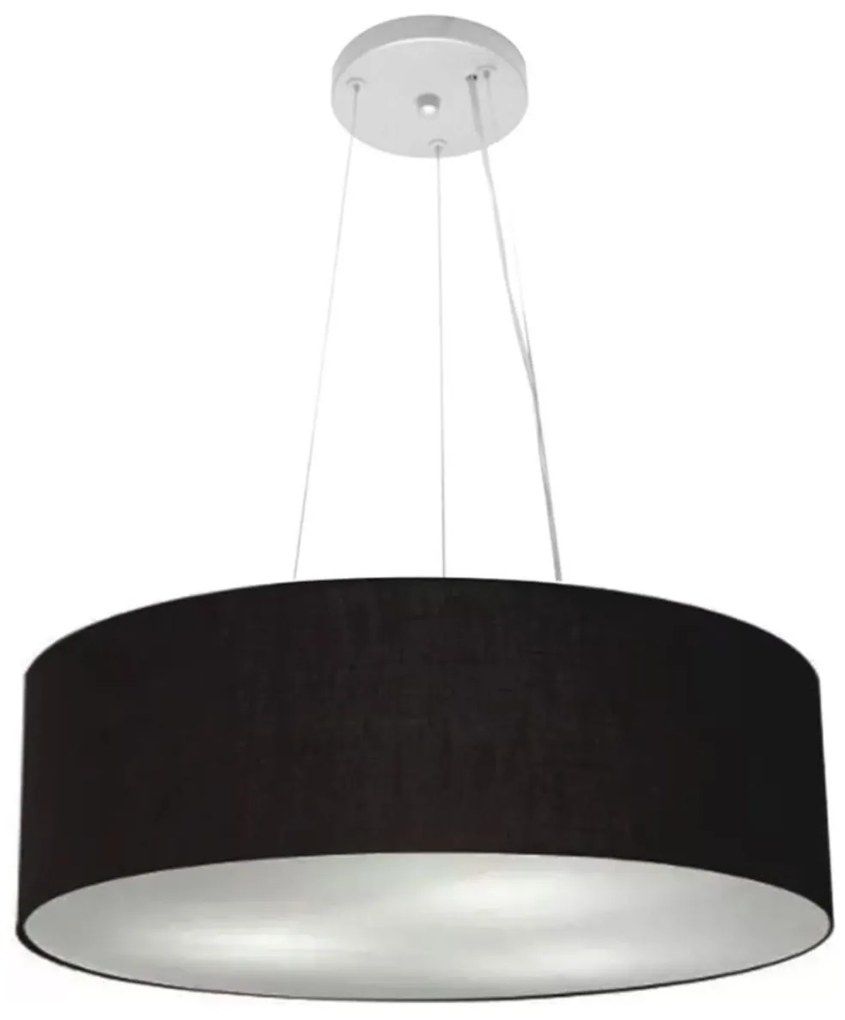 Lustre Pendente Cilíndrico Md-4134 Cúpula em Tecido 50x15cm Preto - Bivolt