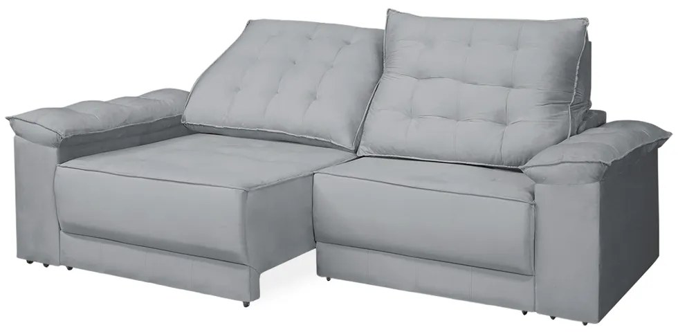 Sofá Retrátil e Reclinável Living Maittê 2,50m Veludo Cinza