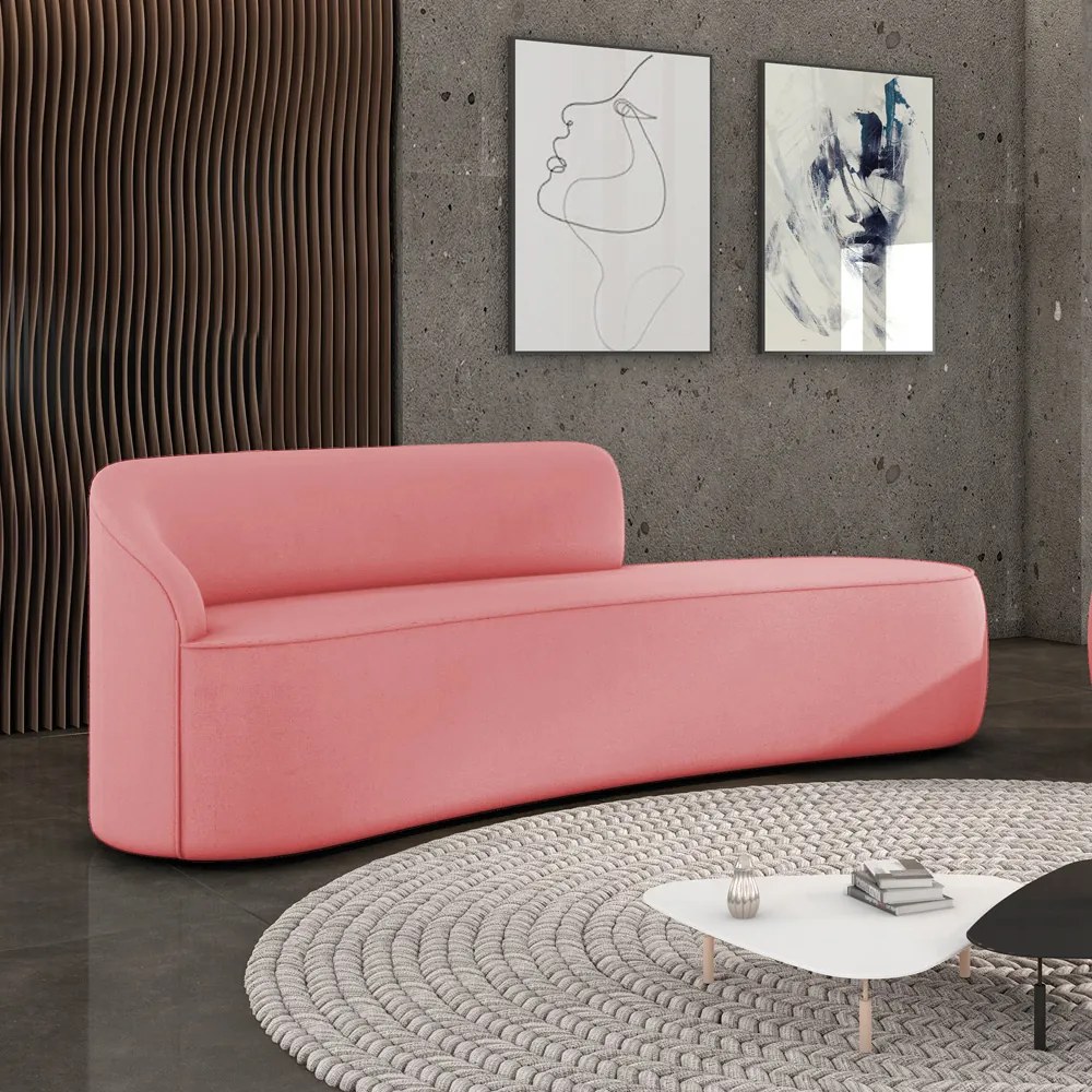 Sofá 4 Lugares Orgânico 220 cm Morgan Suede D03 - D'Rossi - Rose