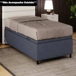 Base para Cama Box Baú Solteiro 88x188cm Hit Z04 Suede Cinza - Mpozena