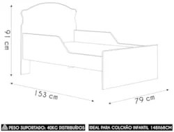 Mini Cama Infantil 148x68cm Proteção Lateral Princesa Rosa Z53 - Mpoze