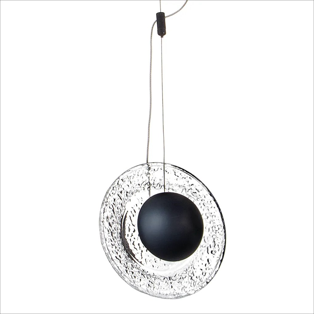 Pendente Cerchio Ø19,5X9,5Cm Disco De Vidro E Metal Alumínio 01Xled 5,... (GRAFITE)