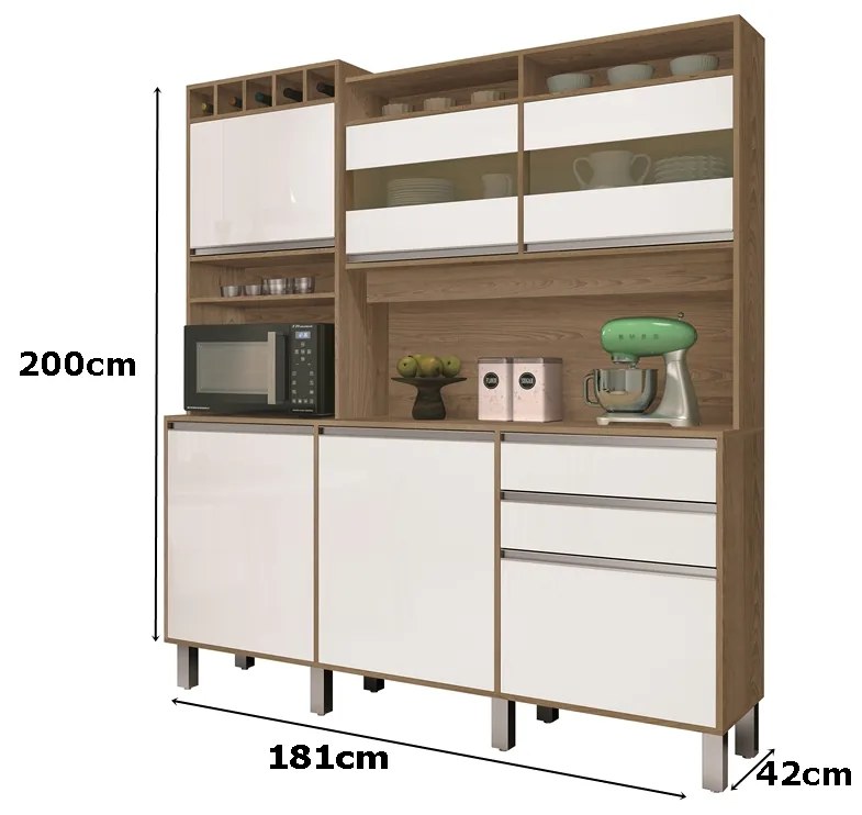 Kit Cozinha Smart 6 Portas Freijó/Branco - Vitamov