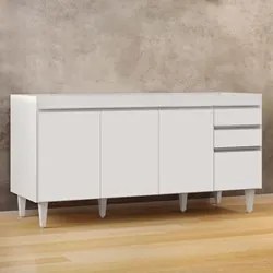 Balcão Gabinete 160cm Sem Tampo 4 Portas 2 Gavetas Arkansas Branco - L