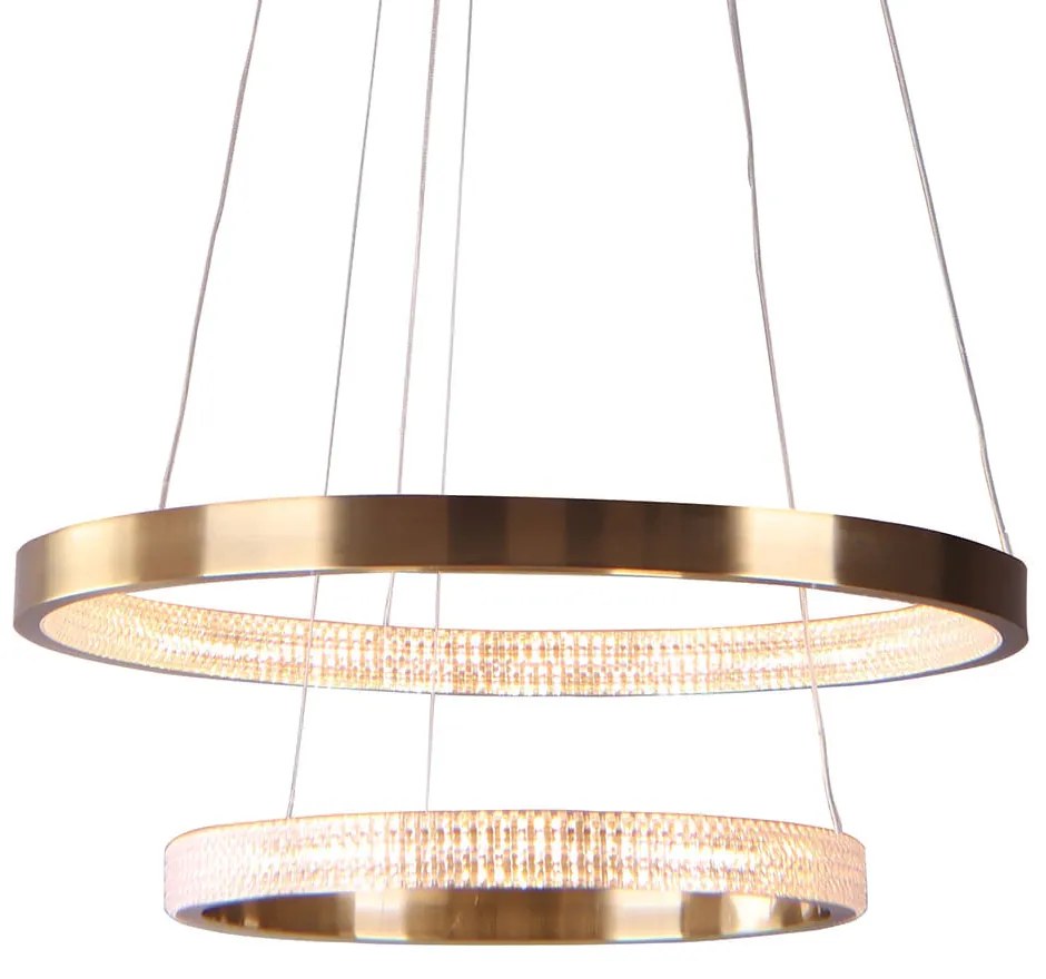 Pendente Oca Aros Duplo Ø80X4Cm / Ø60X4Cm Led 74W 3000K Bivolt | Bella... (Dourado)