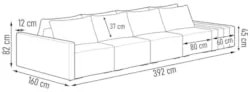 Sofá Ilha Modular com Puff para Sala Living 392cm Georgia Z08 Veludo P