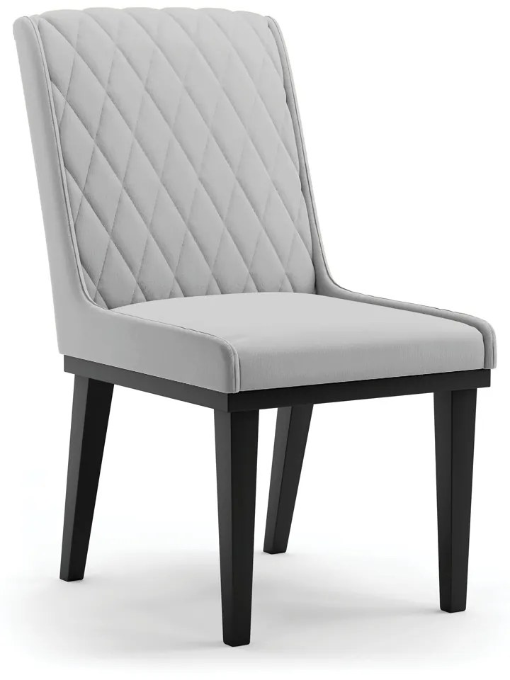 Cadeira Sala de Jantar Base Madeira Preto Sofia Suede D03 - D'Rossi - Cinza