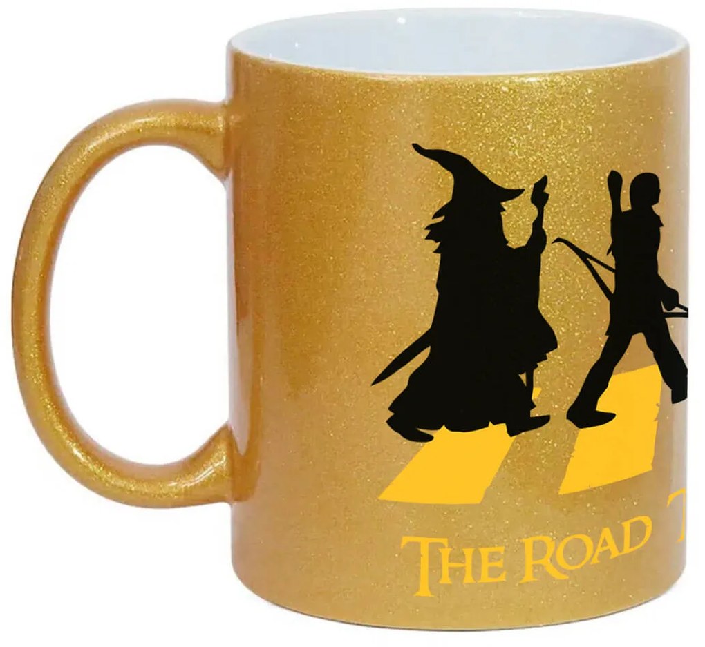 Caneca Road to Mordor Senhor dos Anéis Dourada