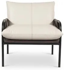 Poltrona Decorativa Estilo Industrial Lina L07 Couro Branco/Preto - Mp