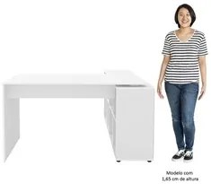 Mesa Escrivaninha em L Eron e Gaveteiro com Rodízios Mity A06 Branco -