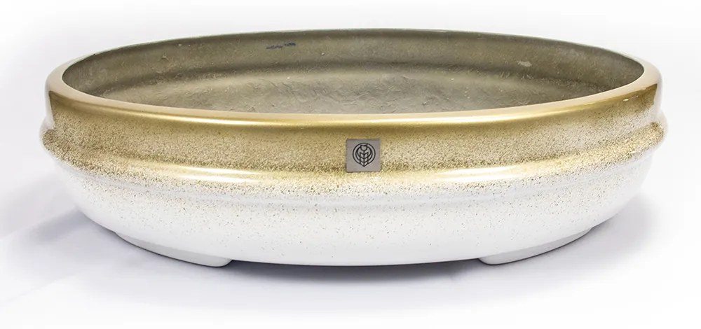 Vaso Bacia Decorativo Osaka Branco Gold Vietnamit 16cm B02 - D'Rossi
