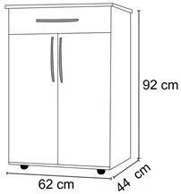 Balcão Multiuso 62cm 2 Portas 1 Gaveta Flex Juliana Branco/Preto - AJL