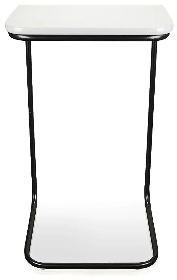 Mesa Lateral Tampo Multiuso Para Sofá Base Preto - D'Rossi - Branco