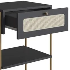 Mesa de Cabeceira Com 1 Gaveta Pé Metal Arlo A10 Nero/Dourado - Mpozen