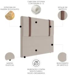 Cabeceira Cama Box Queen 160cm Estofada Glory Sintético Bege Z04 - Mpo