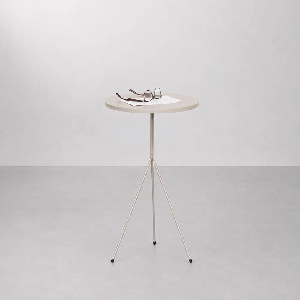 Mesa Lateral Sun Alta Redonda Areia - 58cmx38cm