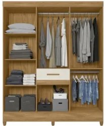 Guarda Roupa Casal 165cm 8 Portas Parla Freijó/Off Z17 - Mpozena