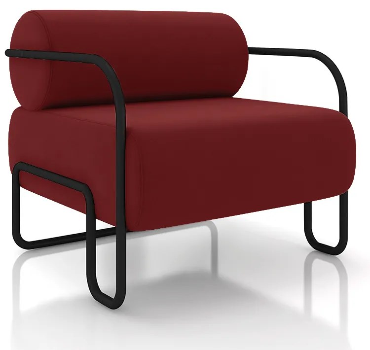 Poltrona Sala de Estar Industrial Preto Kit 2 Ameli Veludo K01 - D'Rossi - Vermelho