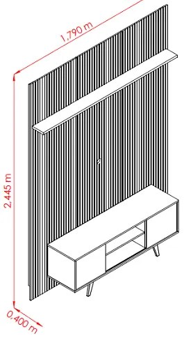 Rack Com Painel New Panorama Cinamomo/Off White - Madetec Móveis