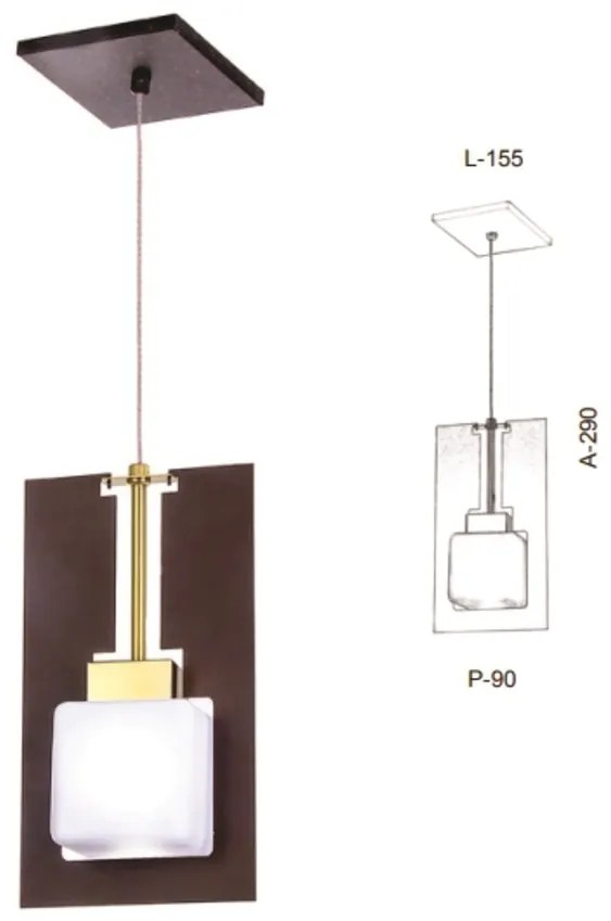 Pendente Vidro Quadrado Corte Laiser 15,5X09X29Cm Metal E Cubo Vidro 0... (GRAFITE / CROMADO, AMBAR)