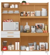 Armário de Cozinha Compacta 182cm Noir Cinamomo/Branco A15 - Mpozenato