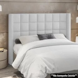 Cabeceira Cama Box Casal 140cm Pisa Z37 Boucle Branco - Mpozenato
