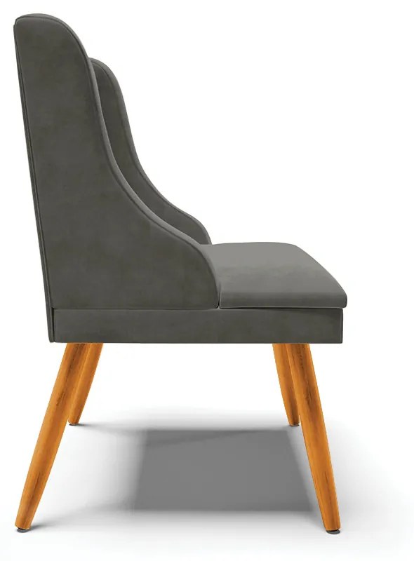 Kit 10 Cadeiras de Jantar Liz Suede Pes Palito Castanho D03 - D'Rossi - Grafite