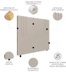 Cabeceira Cama Box Queen 160cm Estofada Rama Sintético Bege Z04 - Mpoz