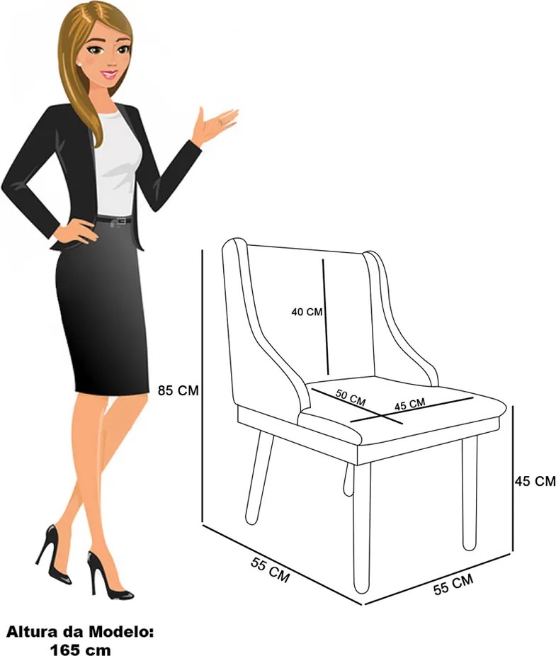 Cadeira Sala de Jantar Pé Palito Castanho Liz Bouclê D03 - D'Rossi - Bege