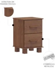 Mesa de Cabeceira Para Quarto 42cm 2 Gavetas Renzo Imbuia F07 - Mpozen