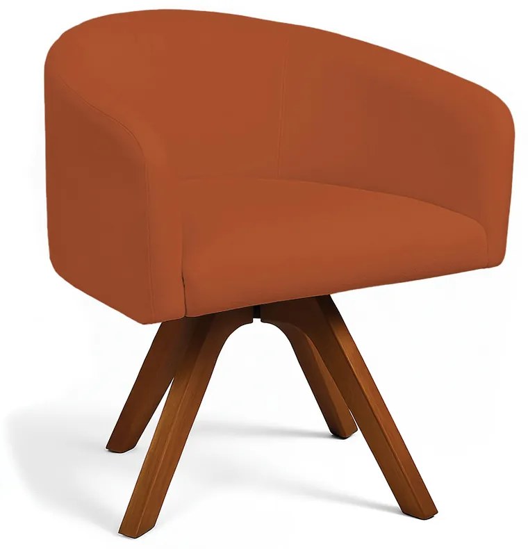 Poltrona Sala Base Giratória Madeira Arielle Bouclê D03 - D'Rossi - Terracota