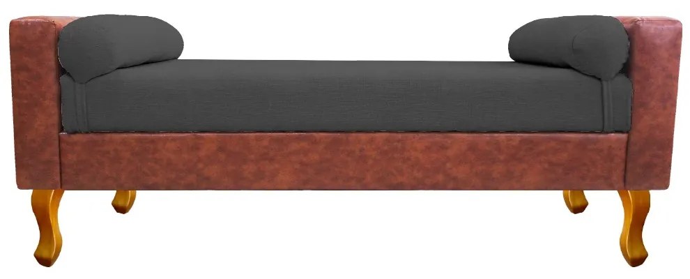 Recamier Félix Queen Size 160cm Corano Nozes e Linho Chumbo - ADJ Decor