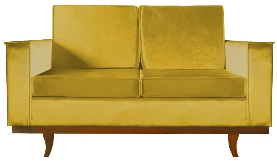 Sofá Dubai 2 Lugares Decorativo 1,50 m Sala Veludo Amarelo
