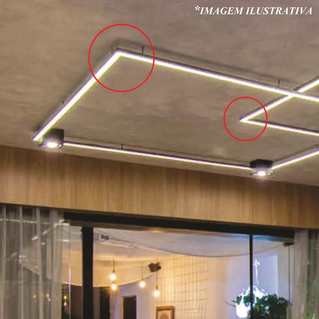 Junção Teto/teto Perfil Sobrepor Para Fita Led Garbo 10X10Cm | Usina 3... (BT - Branco Texturizado)