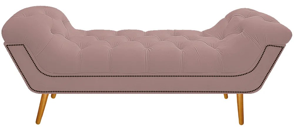 Calçadeira Estofada Veneza 160 cm Queen Size Suede Rosê - ADJ Decor